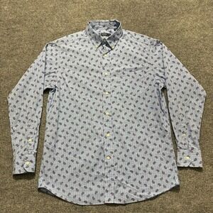 Cremieux 38 Classics Mens Button Down Shirt M Blue Paisley Print Long Sleeve